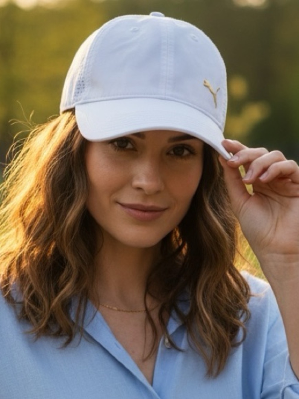 PUMA White Lightweight Performance Hat Velcro Closure